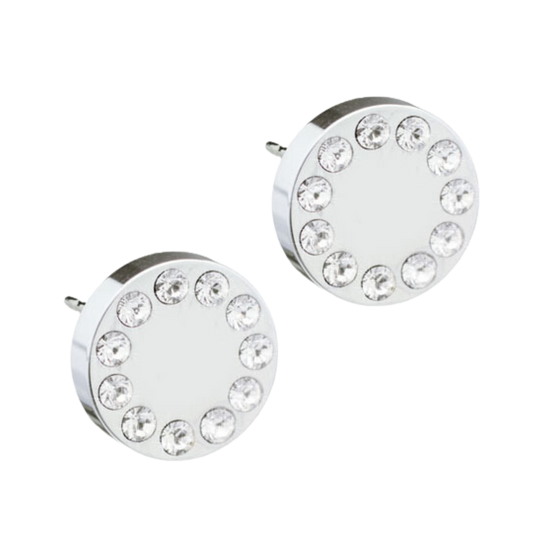 Blomdahl   Earrings   Silver Titanium Brilliance Puck Crystal Stud Earrings - 8mm