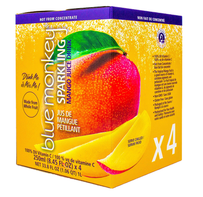 Blue Monkey   Tropical Collection   Sparkling Mango Juice  ( 4 X 250ml )