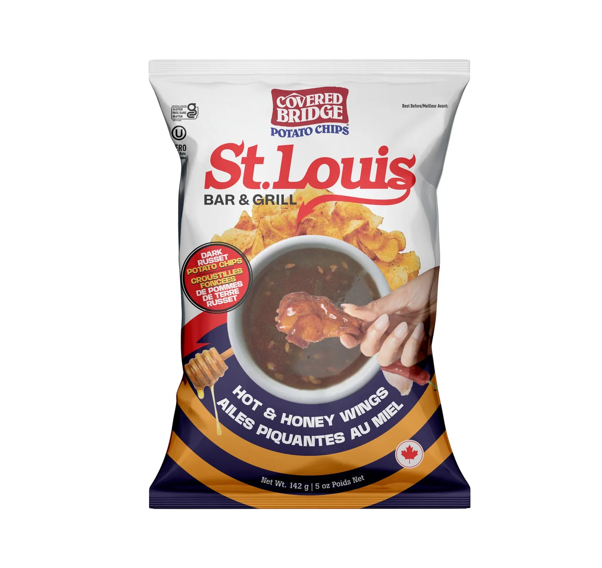 Covered Bridge Potato Chips - St. Louis Hot & Honey Wings - 12 x 142g