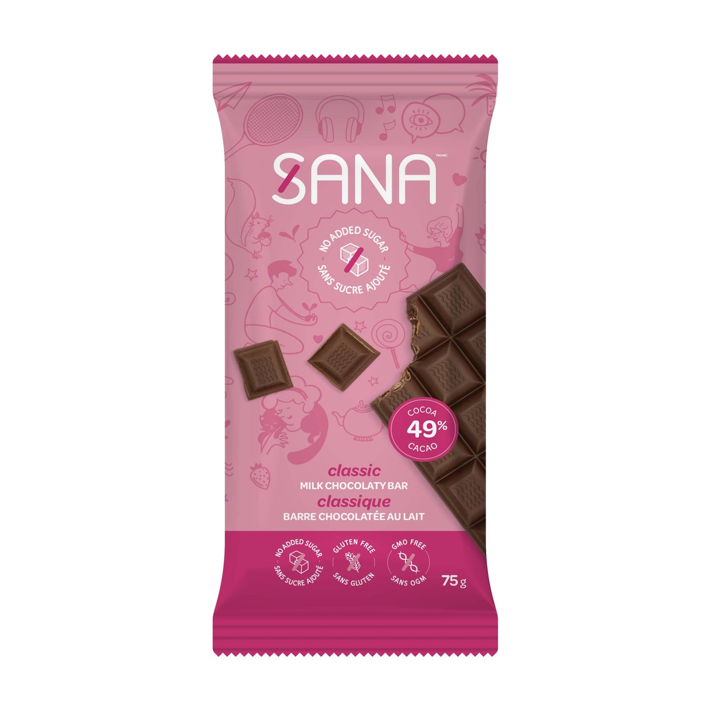Sana Sweet Life    Sana Bar    Flavour: Milk Chocolaty Classic 
Container Size: 75 g    Pack of 10
