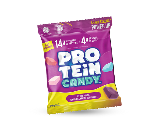 Protein Candy    Protein Candy    Flavour: Berry Punch 
Container Size: 55 g    Pack of 12