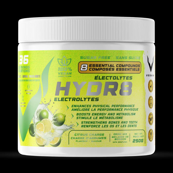 VEGAIN - NEW BRAND   HYDR8 Electrolytes - Citrus Charge   250 g