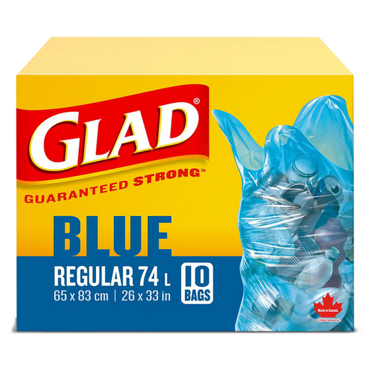 GLAD BLUE BAGS 74L 10 pack of 16