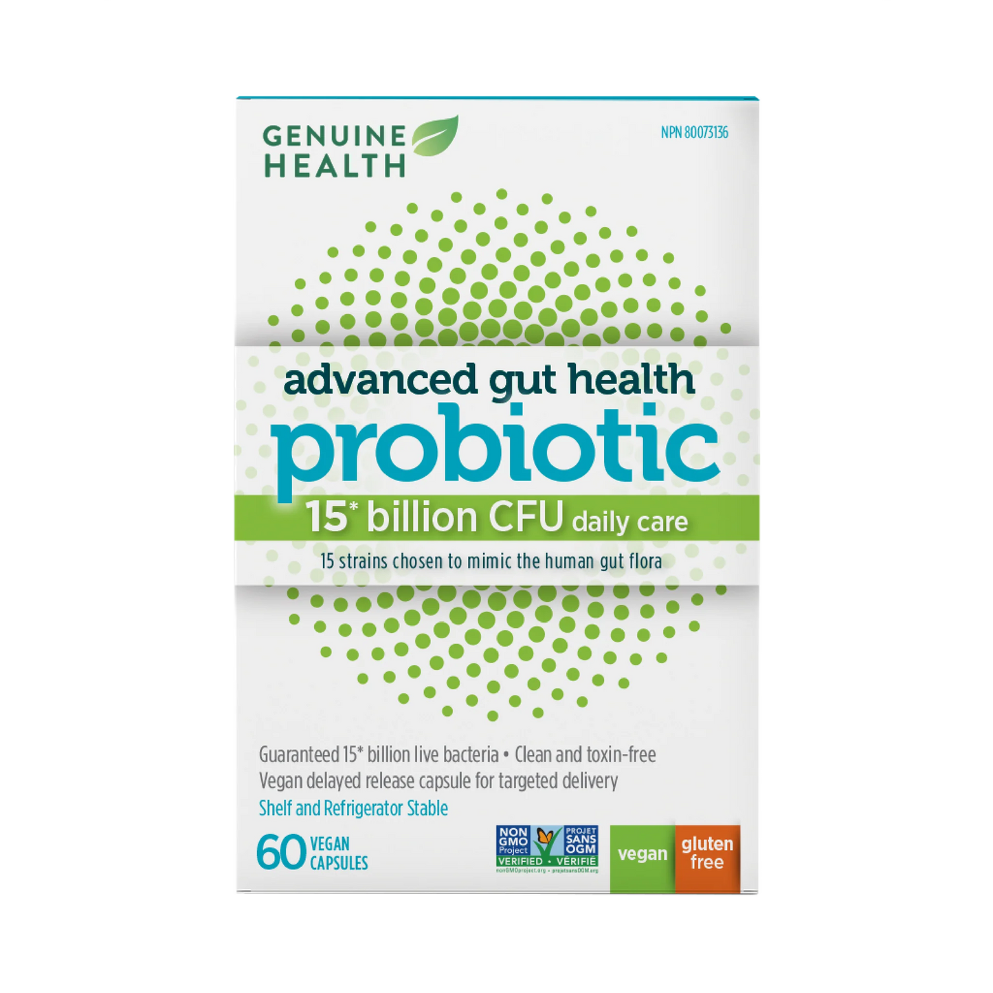 Genuin Health   advanced gut health probiotic 15 billion, 60 capsules