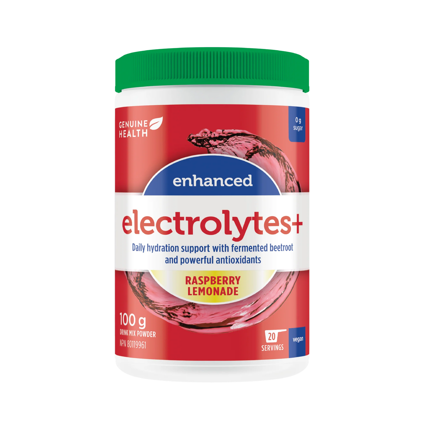 Genuin Health   enhanced electrolytes+ raspberry lemonade, 20 servings