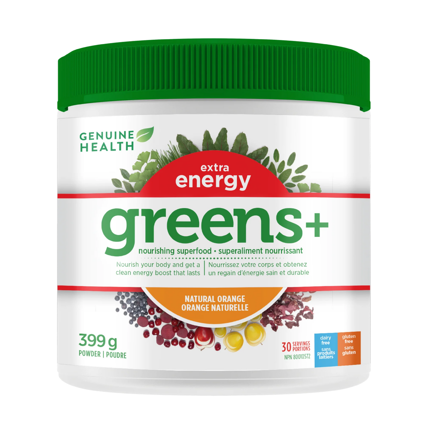Genuin Health   greens+ extra energy orange, 30 servings