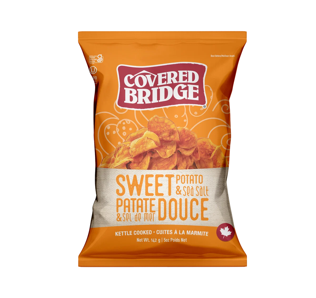 Covered Bridge Potato Chips - Sweet Potato & Sea Salt - 12 x 142g