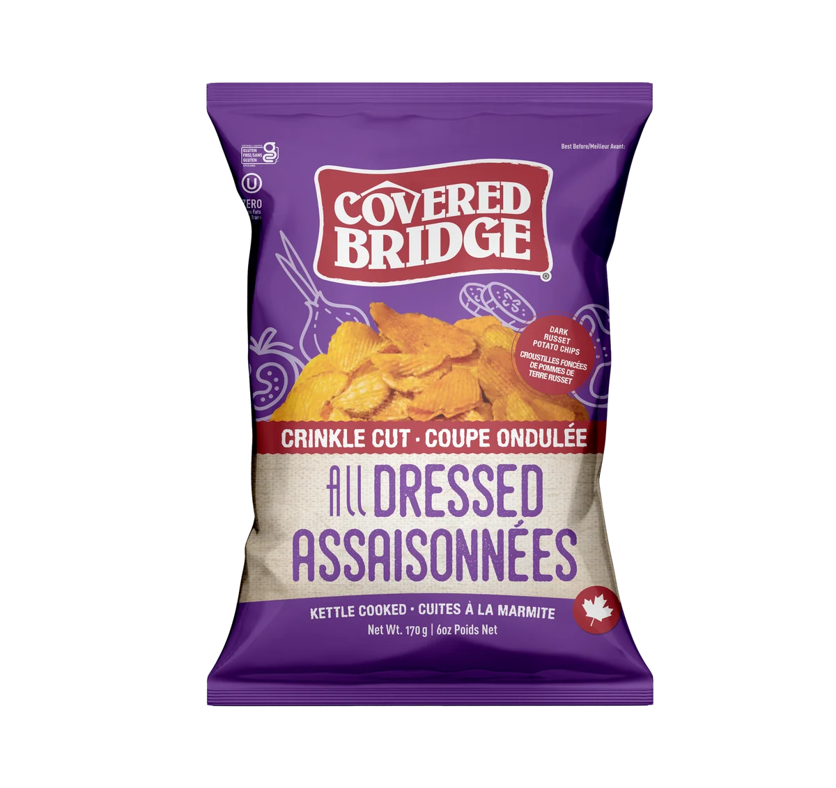 Covered Bridge Potato Chips - All Dressed - Crinkle Cut - 12 x 170g