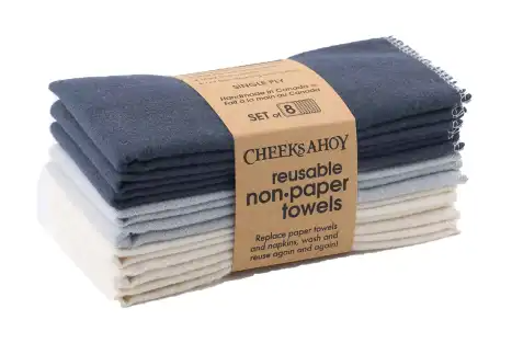 Cheeks Ahoy   Pre-Rolled Reusable Non-Paper Towels/Warm Neutral Charcoal/8pk