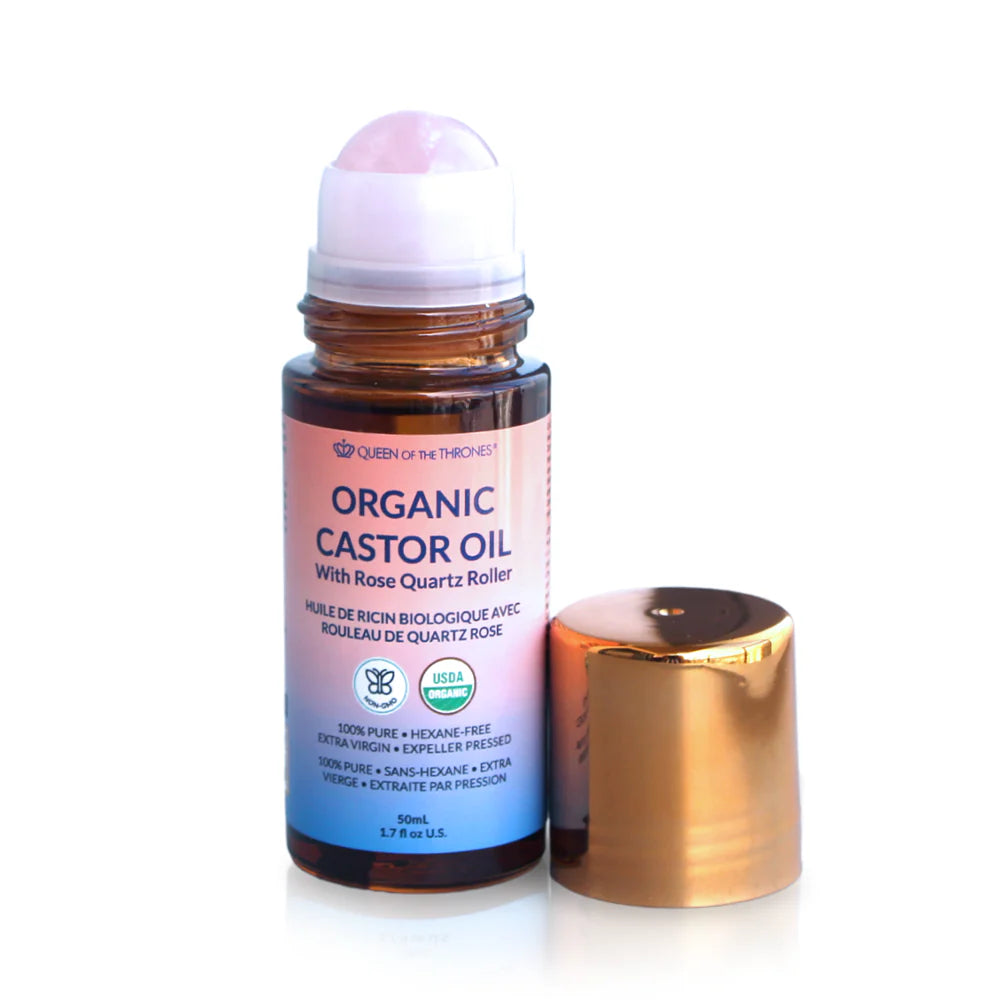 Queen of the Thrones - Organic Castor Oil w/ rose quartz roller 50ml