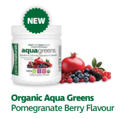 PrairieNaturals   Organic Aqua Greens Organic Spirulina & Chlorella Blend - Pomegranate Berry   200 g