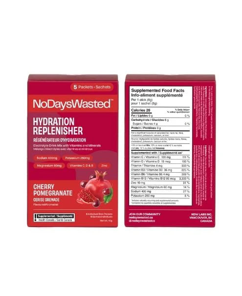 NO DAYS WASTED    Hydration Replenisher Cherry Pomegranate, 5pk