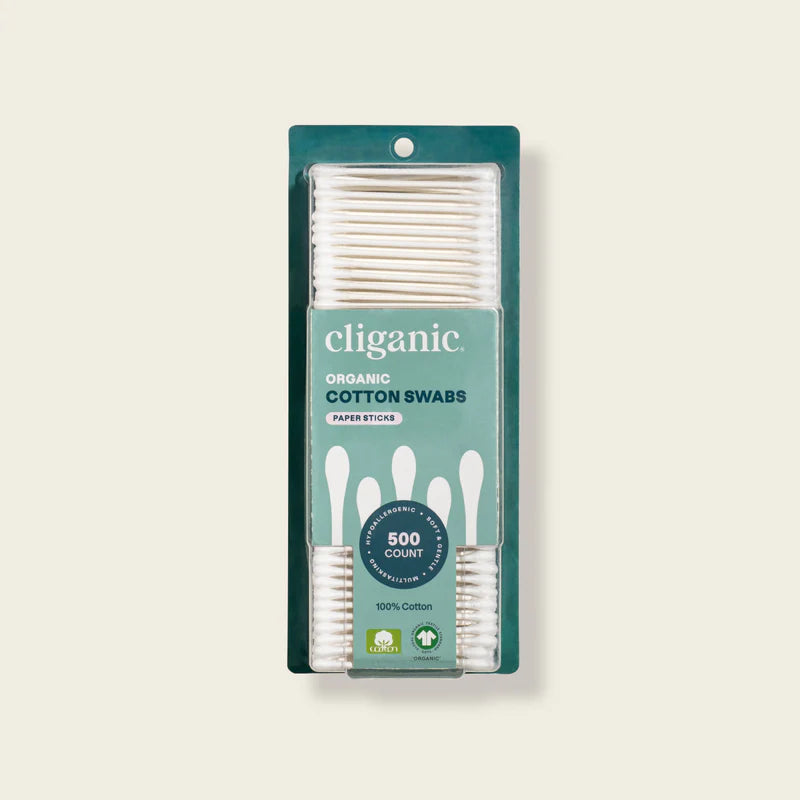 CLIGANIC    Organic Cotton Swabs, 500ct