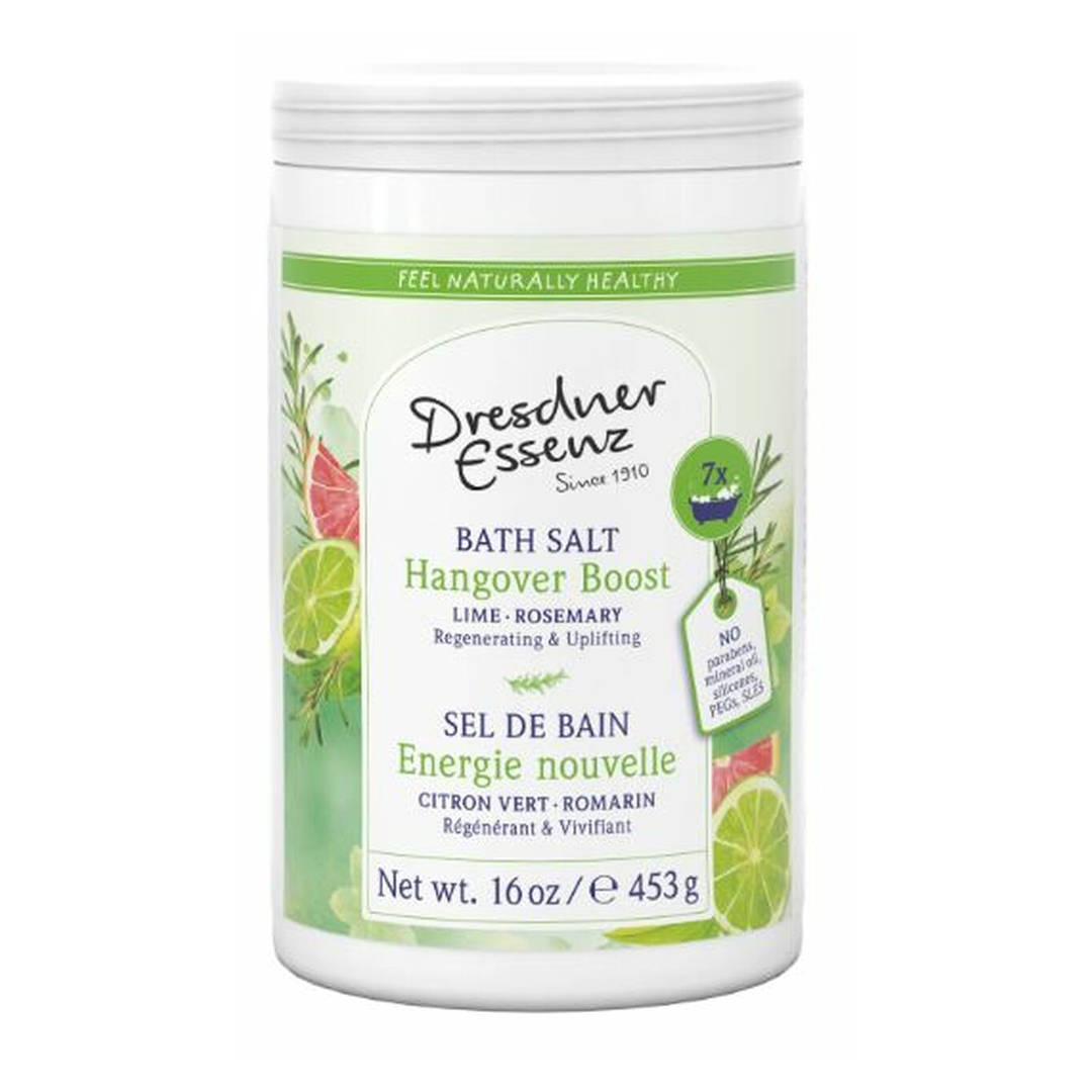 DRESDNER ESSENZ   BATH SALT, HANGOVER BOOST, LIME/ROSEMARY 453g