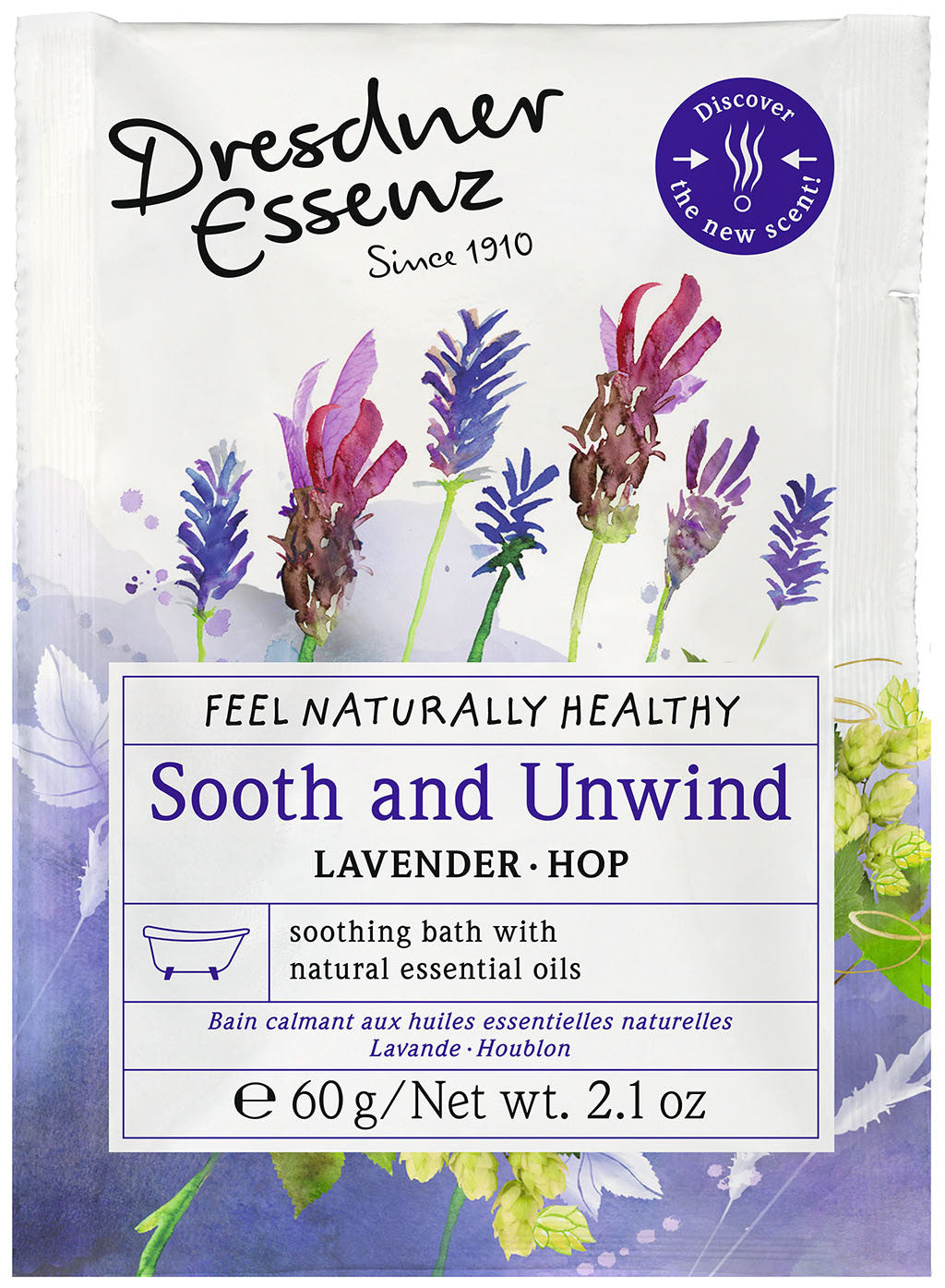 DRESDNER ESSENZ   BATH POWDER, SOOTHE/UNWIND, LAVENDER/HOP 60g