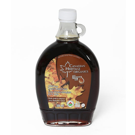 Canadian Heritage Organics   Maple Syrup   Canada Grade A Dark, Robust Taste500ML