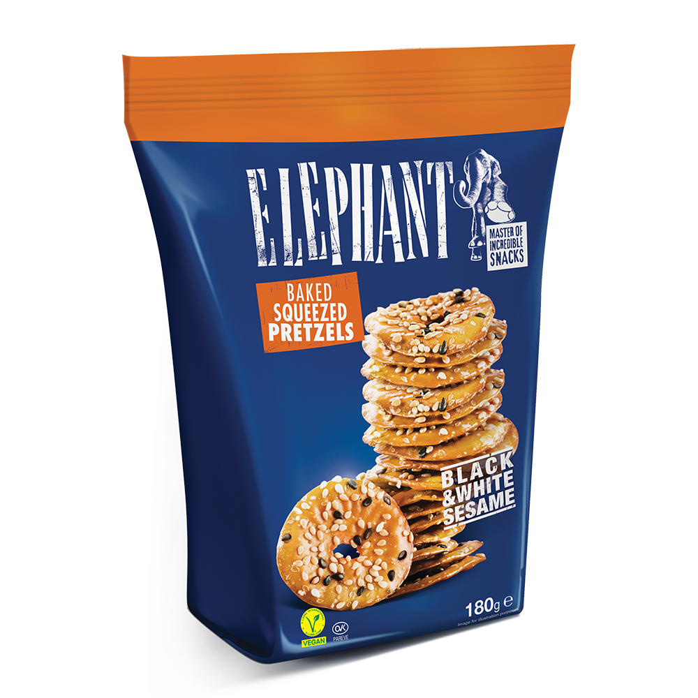 ELEPHANT - Pretzels, Black & White Sesame    300g