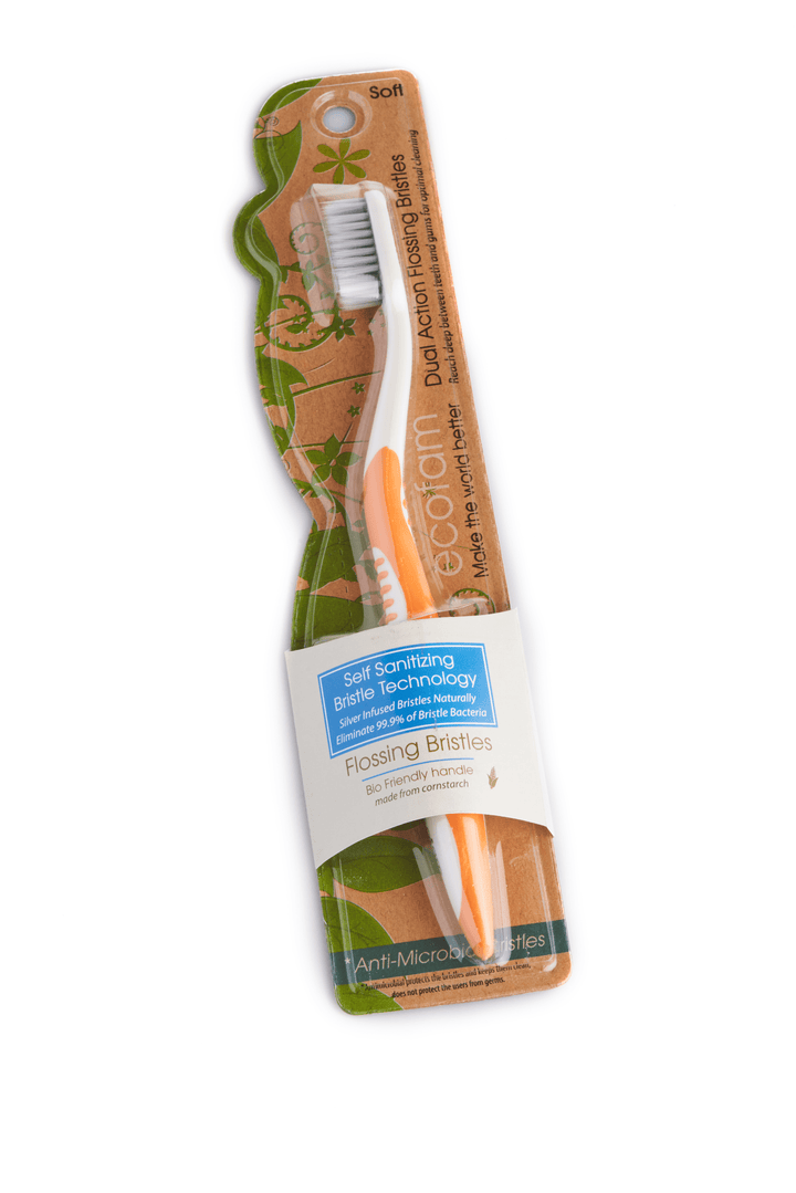 ECOFAM   ANTI BACTERIAL TOOTHBRUSH WITH SILVER, 8PK