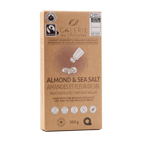 GALERIE AU CHOCOLATE - Almond & Sea Salt  Milk Chocolate   100g