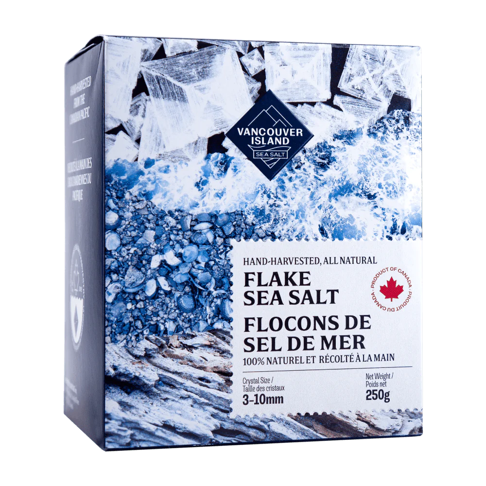 VANCOUVER ISLAND  -      Hand Harvested, All Natural Flake Sea Salt     250g