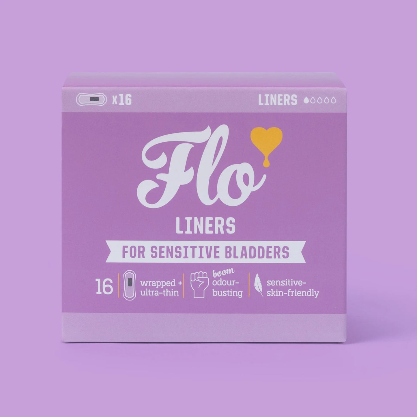 HERE WE FLO  Glo Organic Bamboo Liners for Sensitive Bladder - Light -- 16 Liners