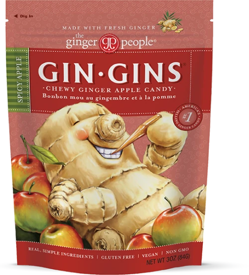 The Ginger People - Gin Gins Spicy Apple Chewy Ginger - 12 x 84g