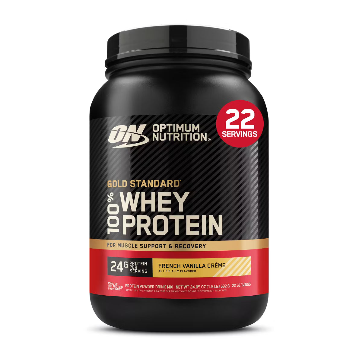 OPTIMUM NUTRITION - GOLD STANDARD 100% WHEY - 1.5lbs - FRENCH VANILLA CREME