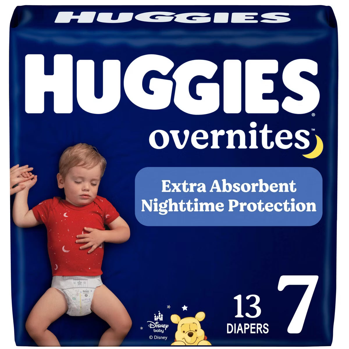 HUGGIES DIAPERS OVERNITE #7 JUMBO PK 13 pack of 4