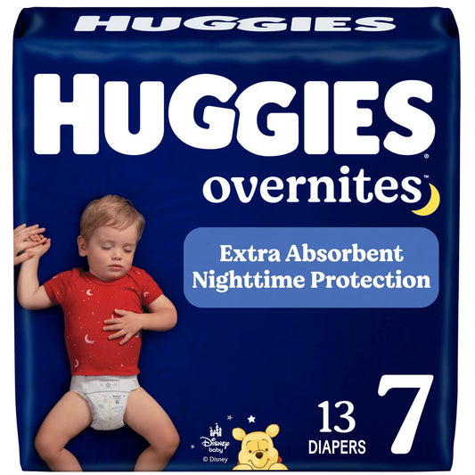 HUGGIES DIAPERS OVERNITE #7 JUMBO PK 13 pack of 4