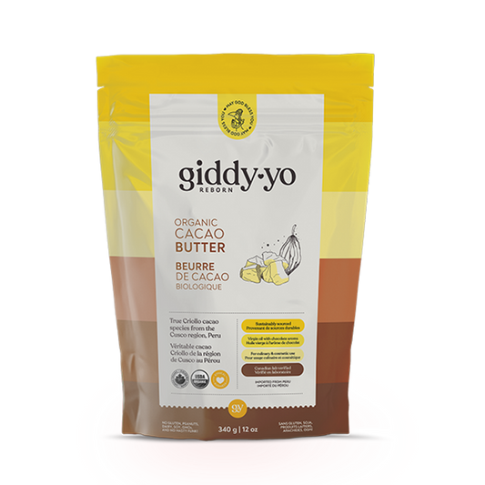 GIDDY-YO   Cacao Butter - Organic Fairly Traded Peruvian Criollo - NEW SIZE   12 oz/ 340 g