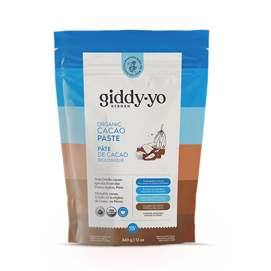 GIDDY-YO   Cacao Paste - Organic Fairly Traded Peruvian Criollo - NEW SIZE   12 oz/ 340 g