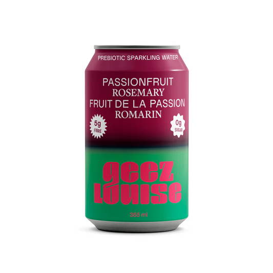 Geez Louise Sparkling Water Passionfruit Rosemary 355 mL
