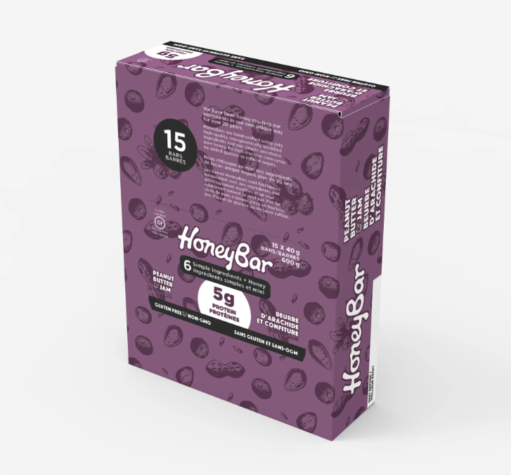 Honey Bar Peanut Butter & Jam Snack bar- 15 x 40g bars