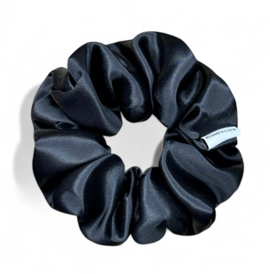 HoneyLux   Organic Silk Scrunchie Regular-BLACK