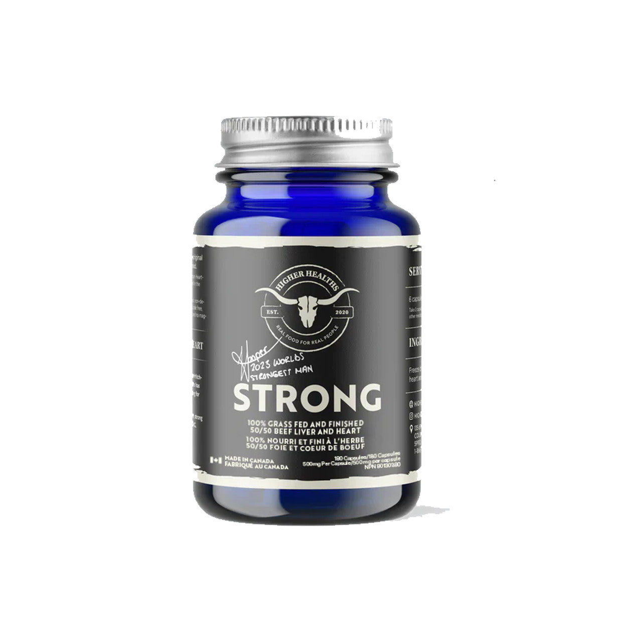 Higher Healths Strong 180Cap Grass Fed Beef Liver and Heart