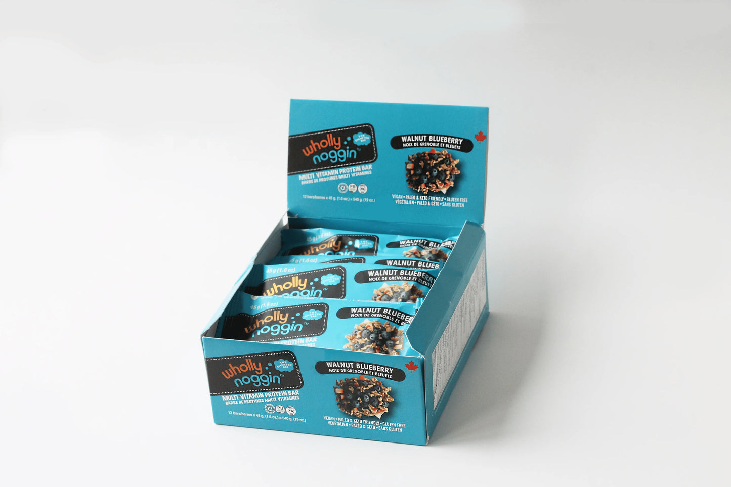 WHOLLY NOGGIN FOODS LTD    Walnut Blueberry 45g 12/box
