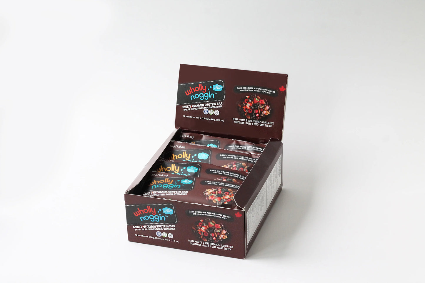 WHOLLY NOGGIN FOODS LTD    Dark Choco. Almond Superberries 50g 12/box