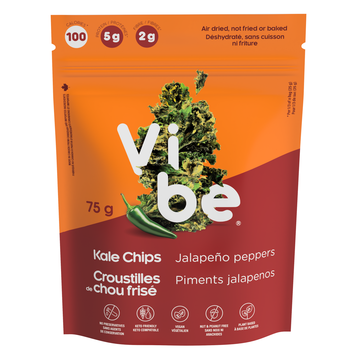 Vibe Crunchy Kale Jalapeno 75 g - Case of 12