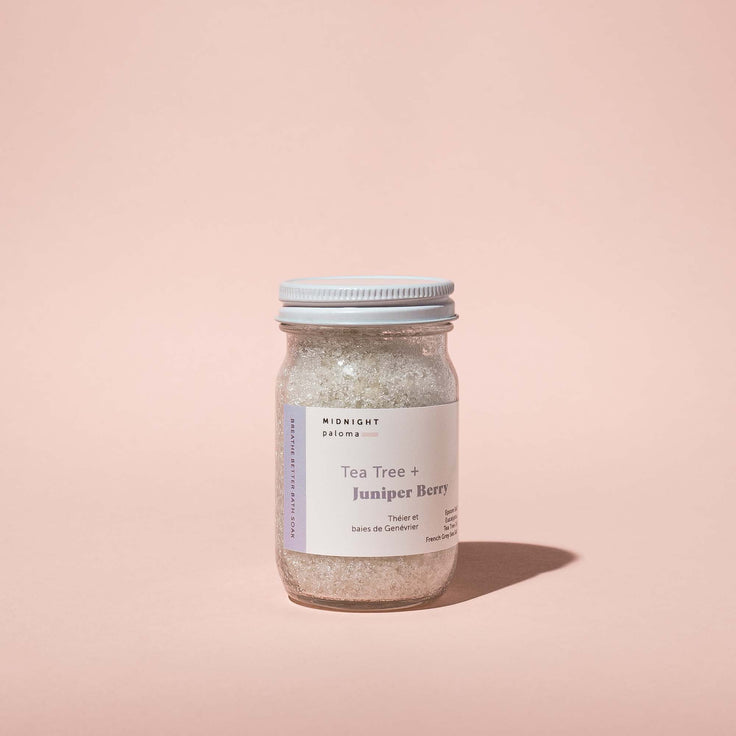 Midnight Paloma - Warm Spice + Blackberry Bath Soak 12oz - Tea Tree + Juniper Berry Breathe Better Bath Soak 12oz