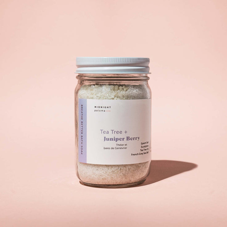 Midnight Paloma - BATH SALT SOAKS 4oz / 140gm - Tea Tree + Juniper Berry Breathe Better Bath Soak 4oz