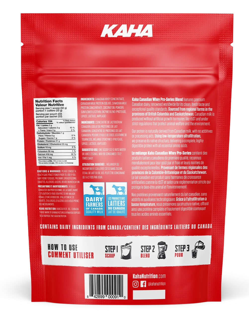 Kaha Nutrition   Kaha Canadian Whey Natural 720g