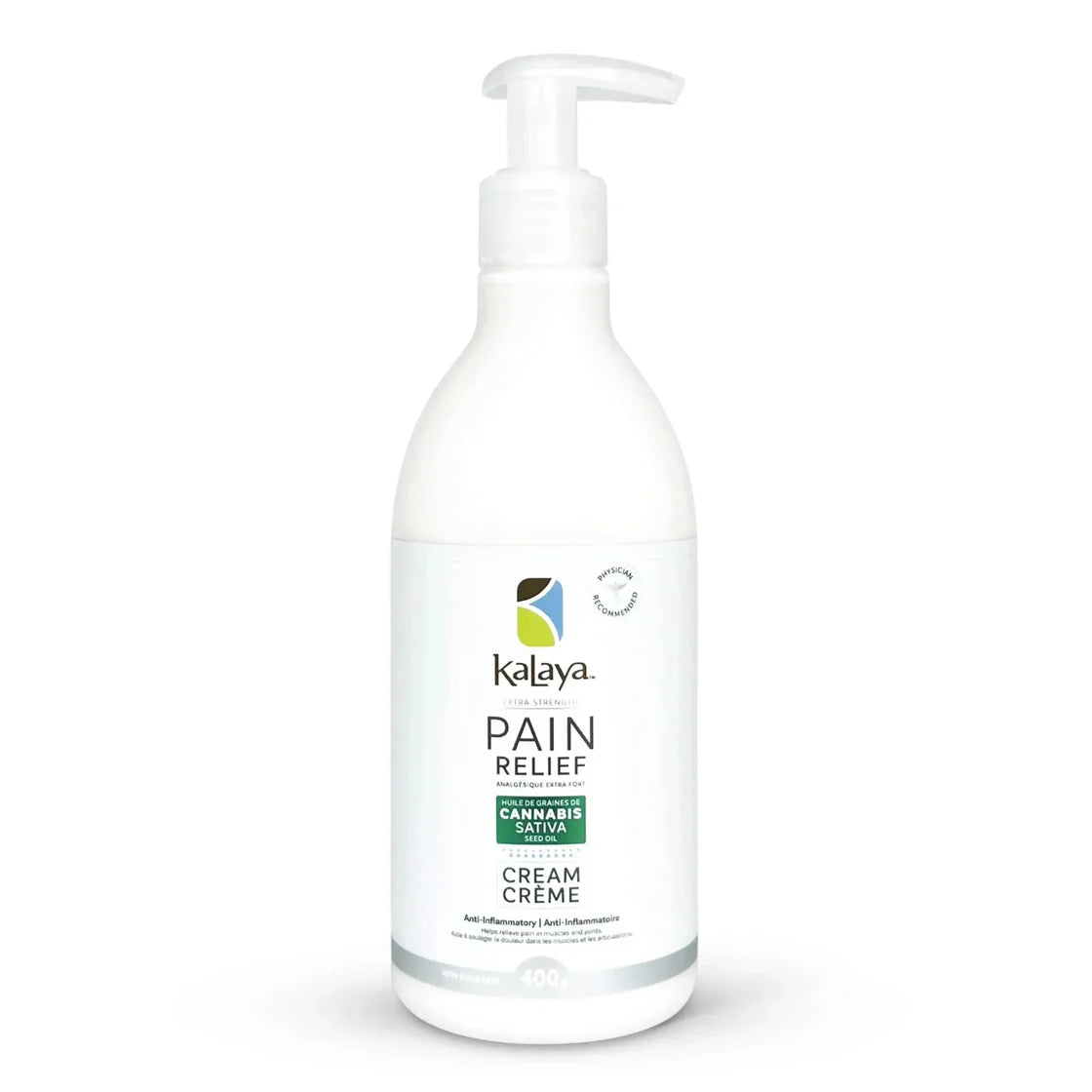 KaLaya Health & Wellness   Pain Relief Cream with Cannabis Sativa Seed Oil Seed 400g