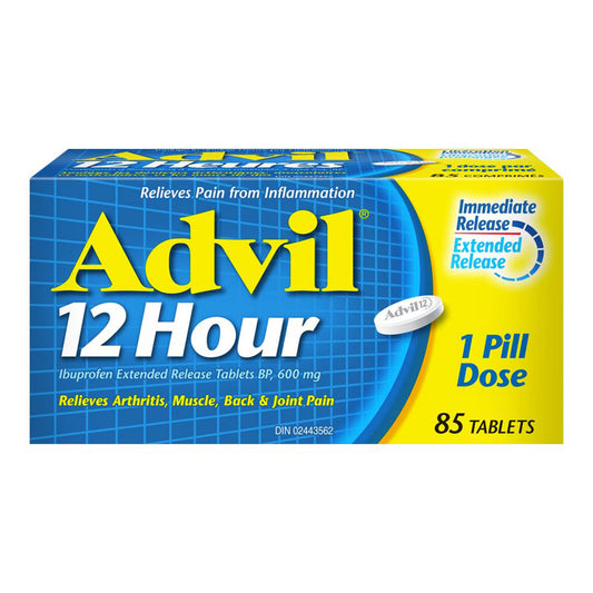 Advil 12 Hour Tablets for Extended Pain Relief, 600 mg Ibuprofen, 85 Count