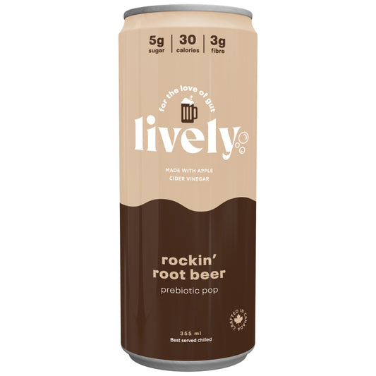 LIVELY PREBIOTIC POP - Rockin’ Root Beer (vegan)    355ml