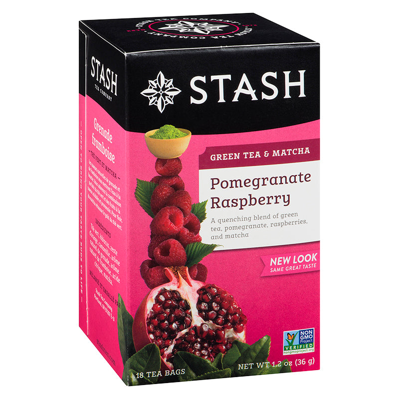 STASH TEA    Premium Green Tea & White Tea Blends    STASH TEA    Premium Green Tea & White Tea Blends    Pom Rasp.GreenTea w/Matcha18bg