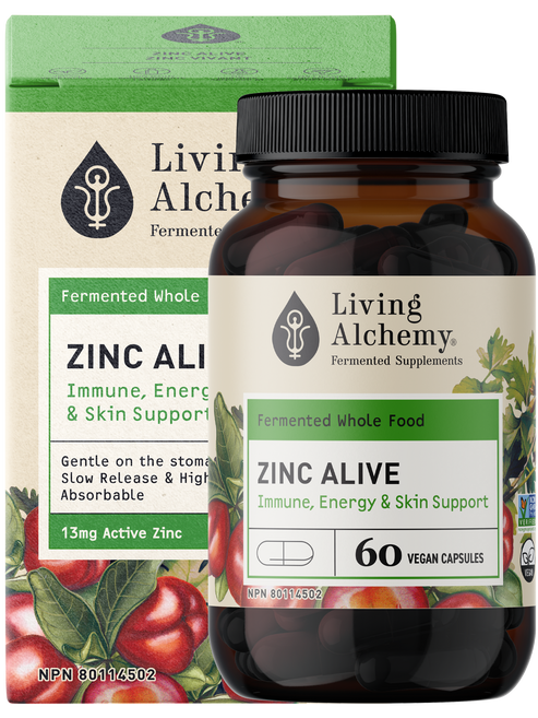 Living Alchemy Zinc Alive - Immune, Energy & Skin Support - 60 Caps
