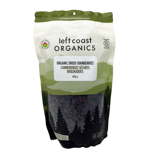 LEFT COAST   Organic Cranberries, Sweetened, Dried   600g