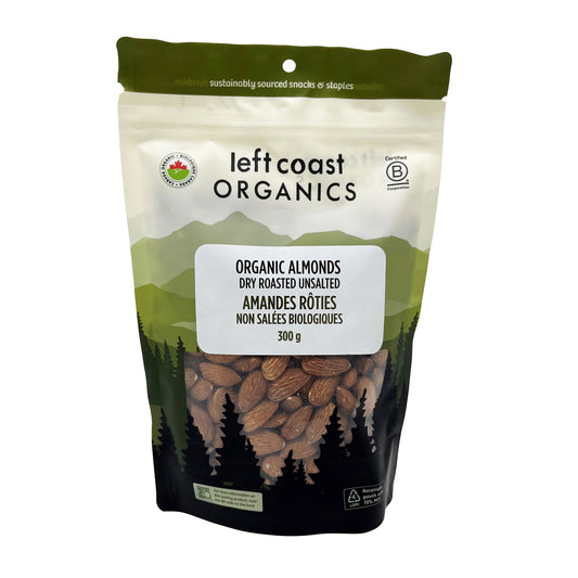 LEFT COAST   Organic Almonds, Dry Roasted Unsalted   300g