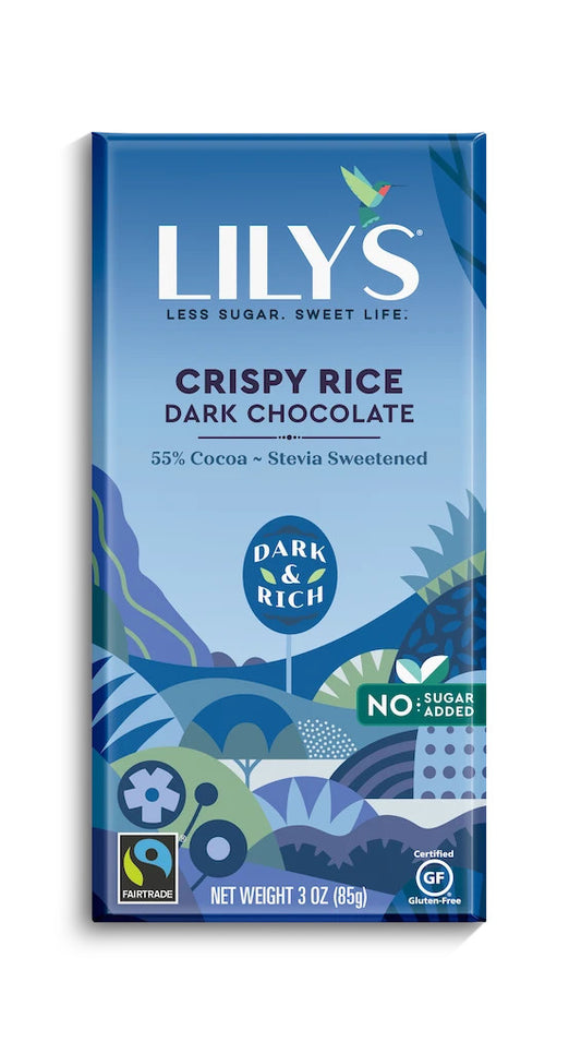 LILY'S SWEETS_DARK CHOCOLATY BAR CRISPY RICE_12 85G