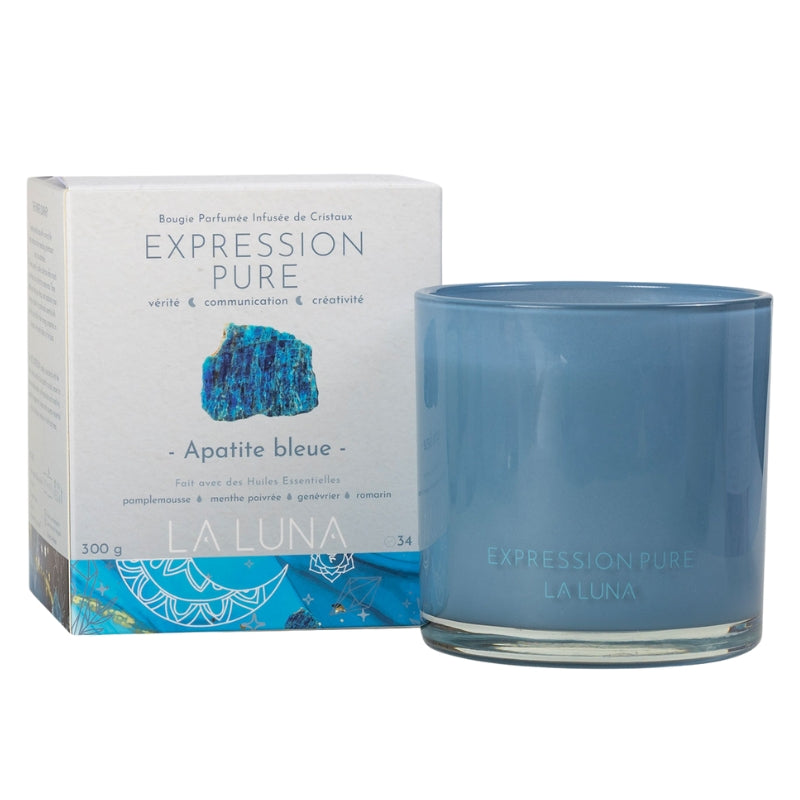 LA LUNA    Crystal Infused Candles    LA LUNA    Crystal Infused Candles    Pure Expression Apatite Blue 300g